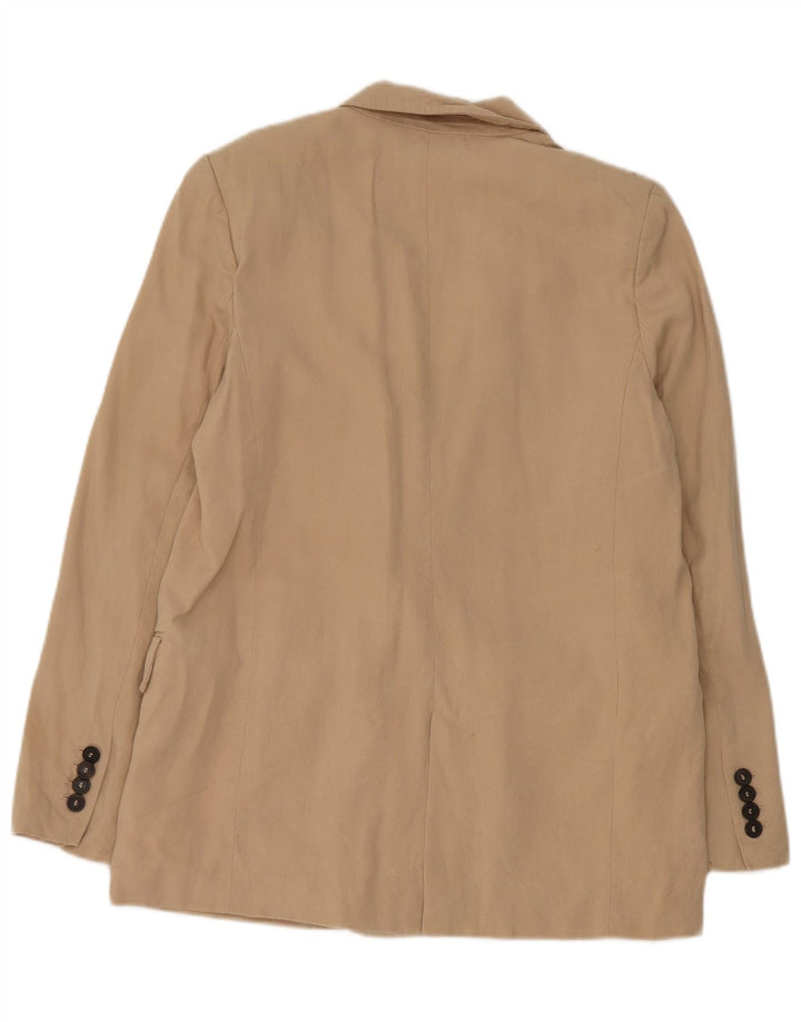 Jaqueta blazer feminina Zara com 1 botão Reino Unido 6 XS Bege Lyocell