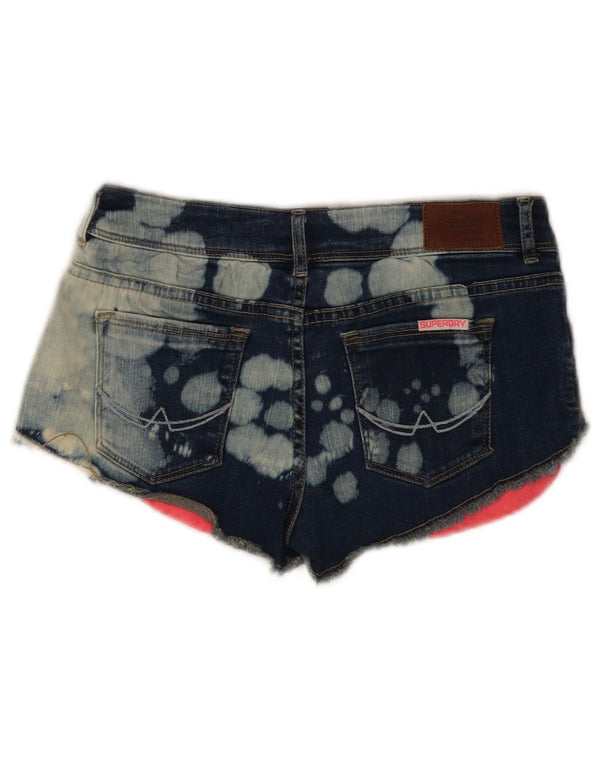 Superdry Calça feminina jeans com lavagem ácida W26 pequena azul tie-dye algodão