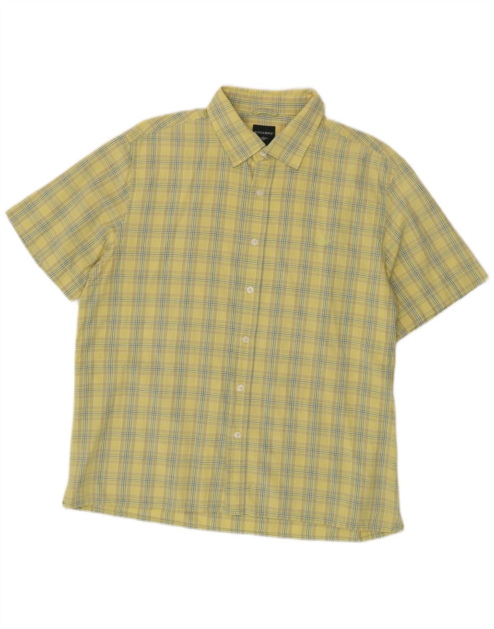 Camisa masculina de manga curta DOCKERS tamanho 42/44 grande xadrez amarelo