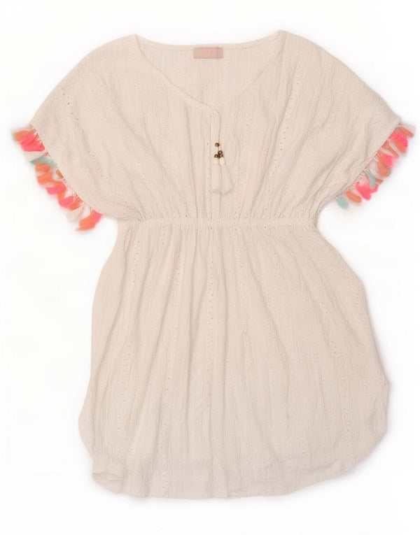 Vestido feminino Lipsy Beach Kaftan UK 8 pequeno branco