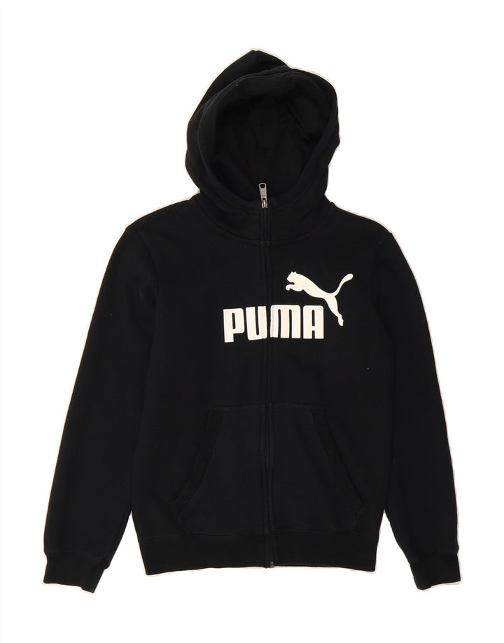 PUMA Boys Graphic Zip Hoodie Sweater 11-12 Years Black Cotton Vintage Puma and Second-Hand Puma from Messina Hembry 