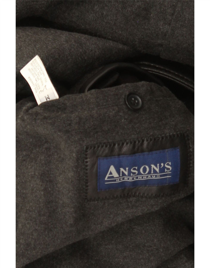Jaqueta de couro masculina Anson's Herrenhaus UK 38 couro preto médio