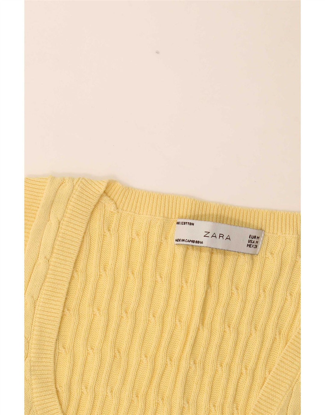 Zara Womens Vest Tank Top UK 12 Médio Algodão Amarelo