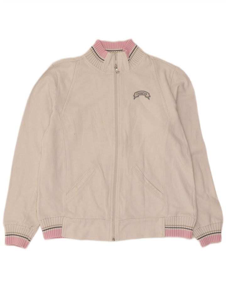Jaqueta feminina Champion UK 14 médio branco colorblock algodão