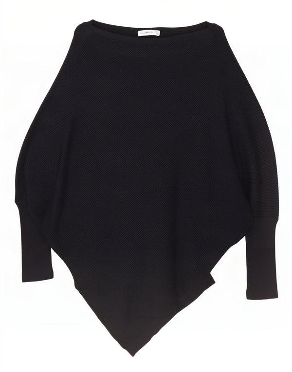 Zara Suéter feminino oversized assimétrico com gola canoa Reino Unido 10 pequeno preto