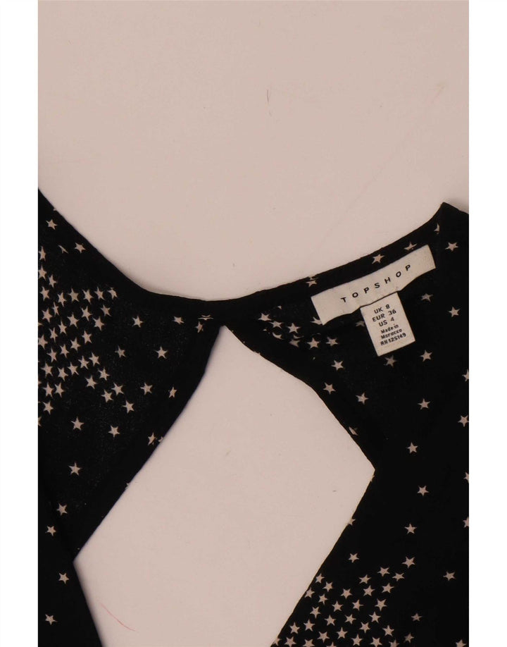 Topshop vestido maxi feminino com padrão abstrato Reino Unido 8 pequeno preto manchado