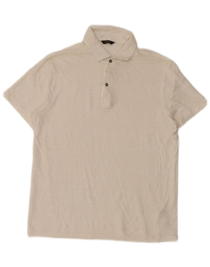 Camisa polo masculina Massimo Dutti grande linho manchado bege