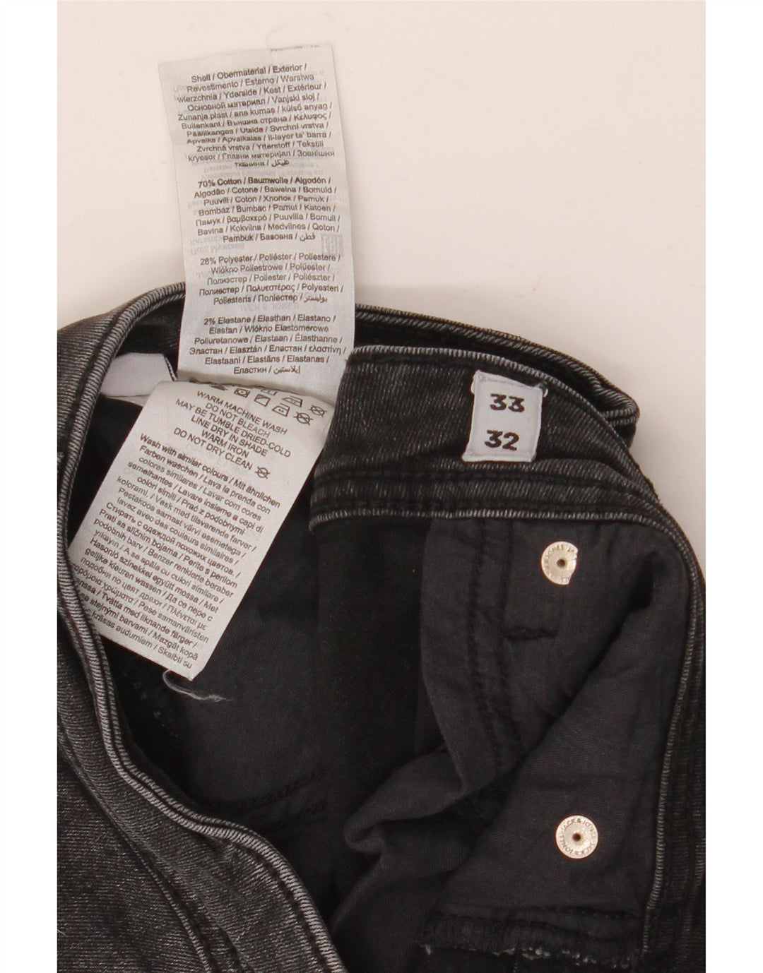 Jeans masculinos Jack & Jones Slim W33 L32 algodão preto