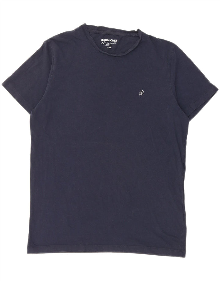 Camiseta masculina JACK & JONES de algodão azul marinho médio