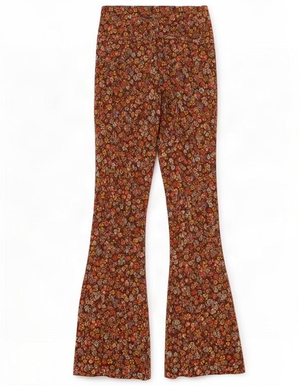 Calça feminina Hollister cintura alta flare casual XS W25 L33 marrom floral