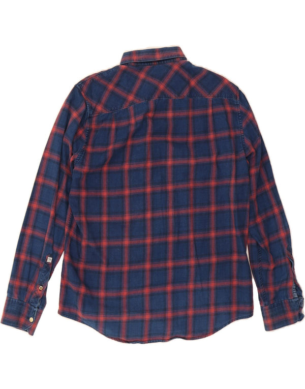 Camisa masculina PEPE JEANS grande algodão xadrez azul