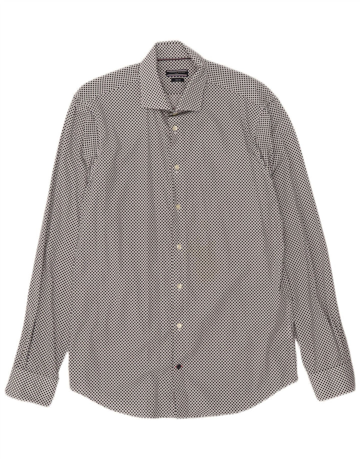 Tommy Hilfiger camisa masculina sob medida tamanho 41 16 grande azul marinho manchado