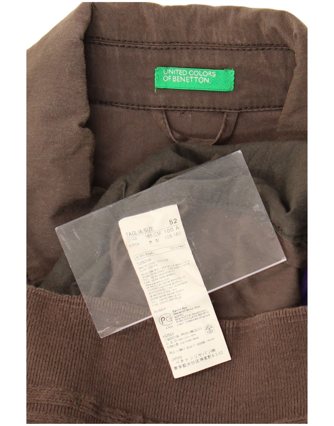 Jaqueta bomber masculina BENETTON IT 52 XL algodão marrom