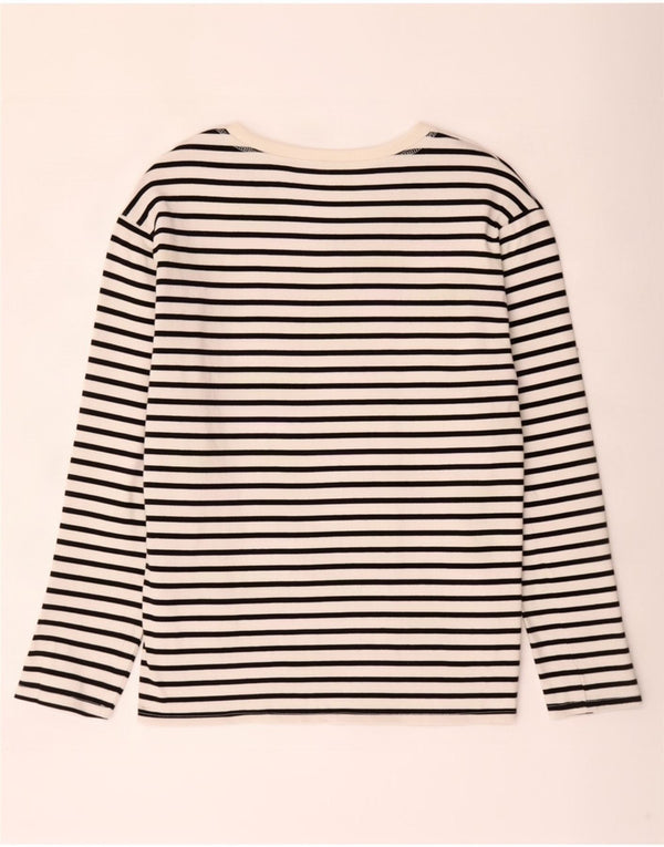 Top feminino Zara de manga comprida UK 12 listrado branco médio