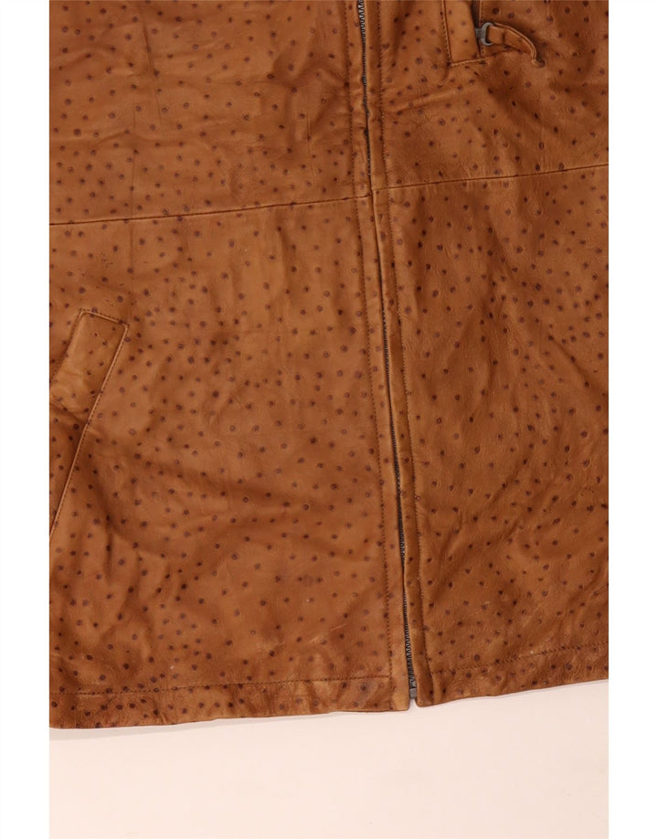 Colete de couro masculino VINTAGE IT 56 3XL marrom manchado