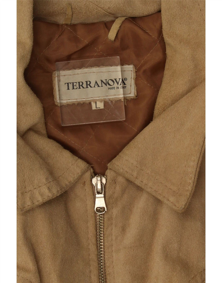 Terranova Mens Bomber Suede Jacket UK 40 Grande Bege