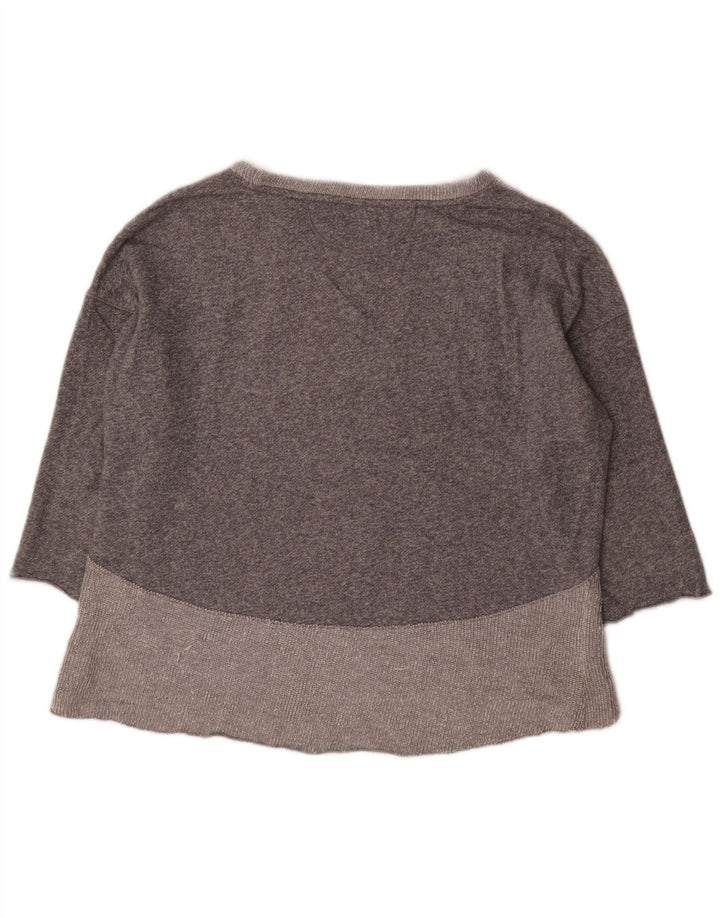 CALVIN KLEIN Top feminino de manga comprida UK 18 XL cinza colorblock