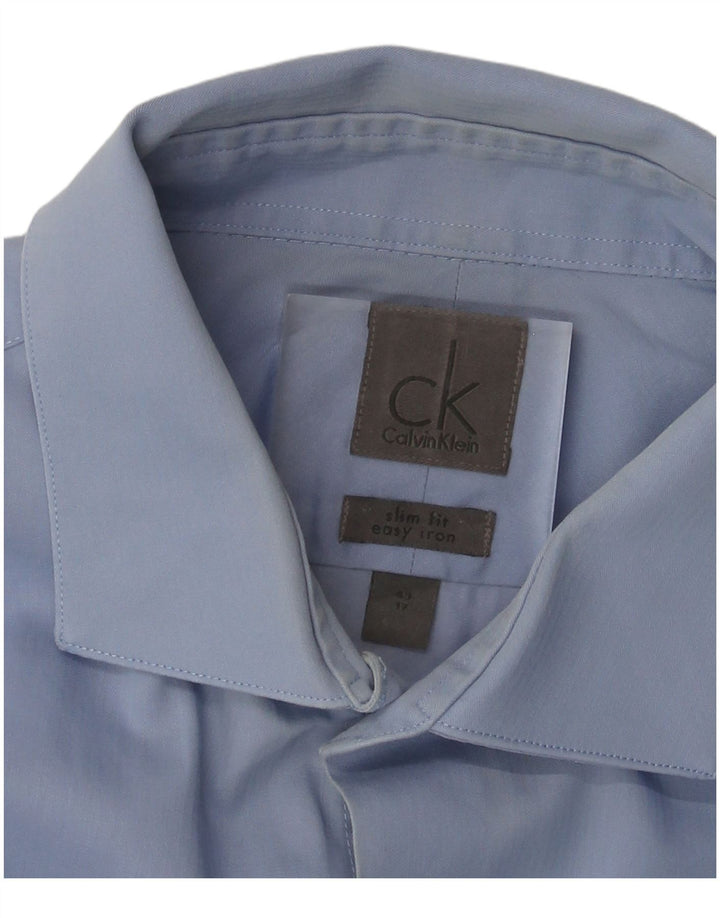 Camisa masculina Calvin Klein Slim Fit tamanho 43 17 XL azul
