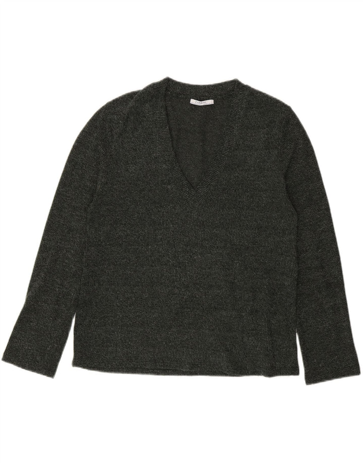 Suéter feminino Zara com decote em V Reino Unido 10 pequeno cinza