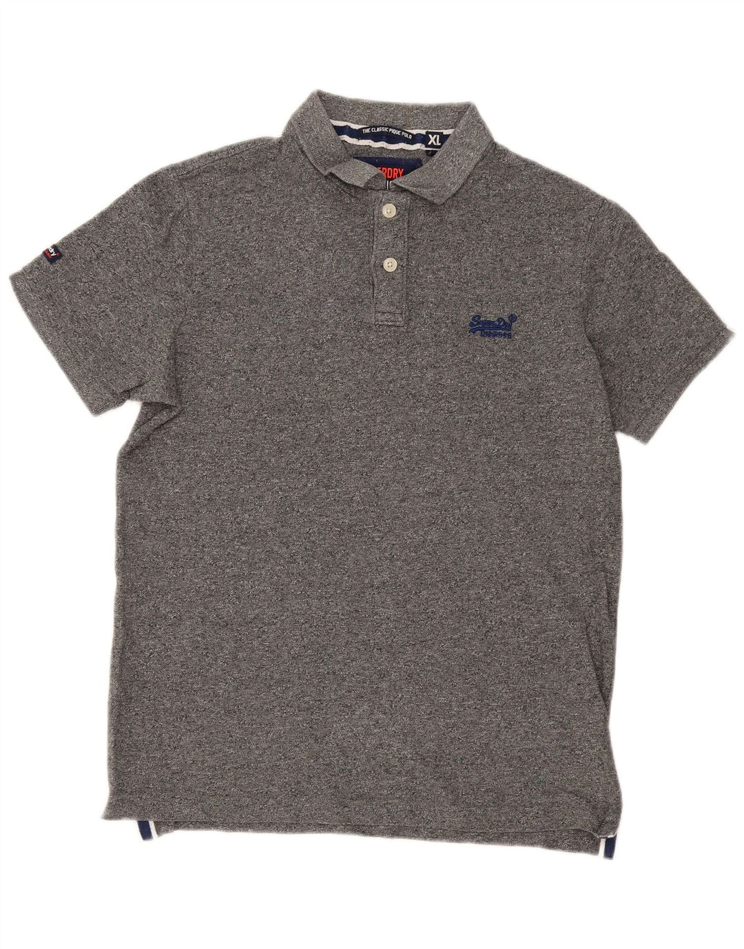 Camisa polo masculina Superdry XL cinza manchado de algodão