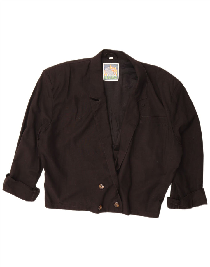 Jaqueta Blazer Oversized Feminina Vintage Reino Unido 10 Pequena Preta