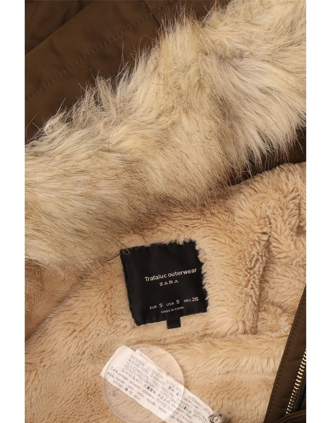 Jaqueta feminina Zara Trafaluc Oversized Sherpa Parka Reino Unido 10 pequena marrom