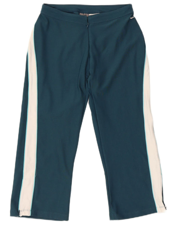Calça de treino Nike feminina Capri UK 8/10 pequena verde colorblock esportiva
