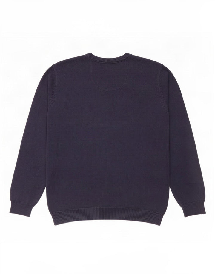 Suéter masculino Marks & Spencer de ajuste regular com decote em V grande azul marinho