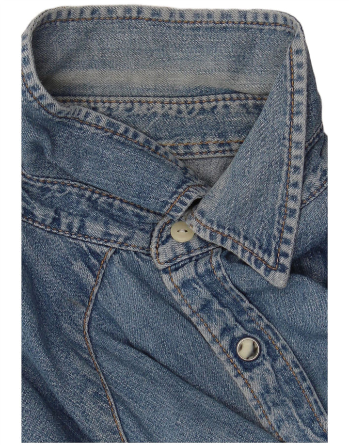 Camisa jeans masculina Lee algodão azul médio