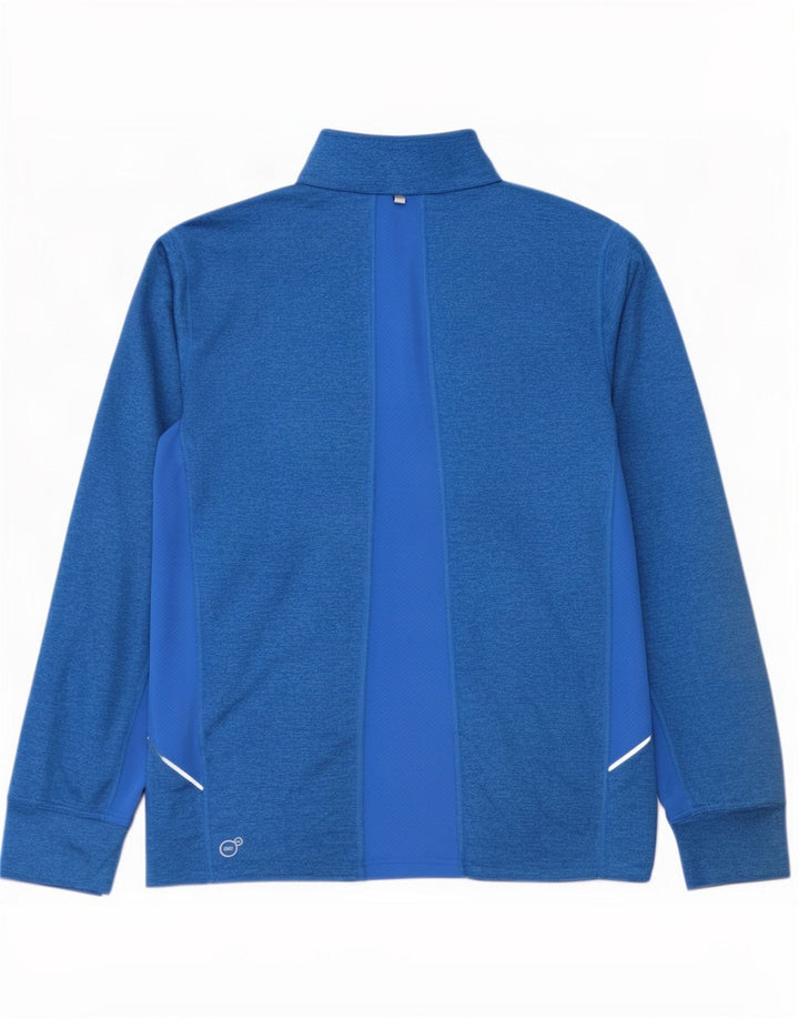 Puma Mens Zip Neck Pulôver Treino Top Grande Bloco Azul