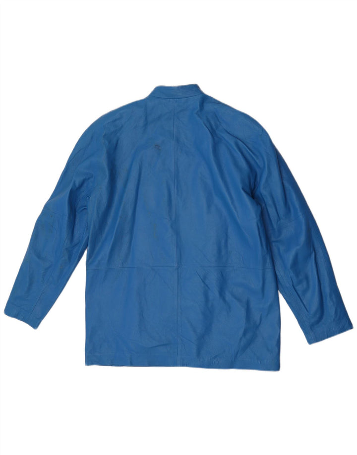 Jaqueta de couro feminina vintage IT 46 grande azul