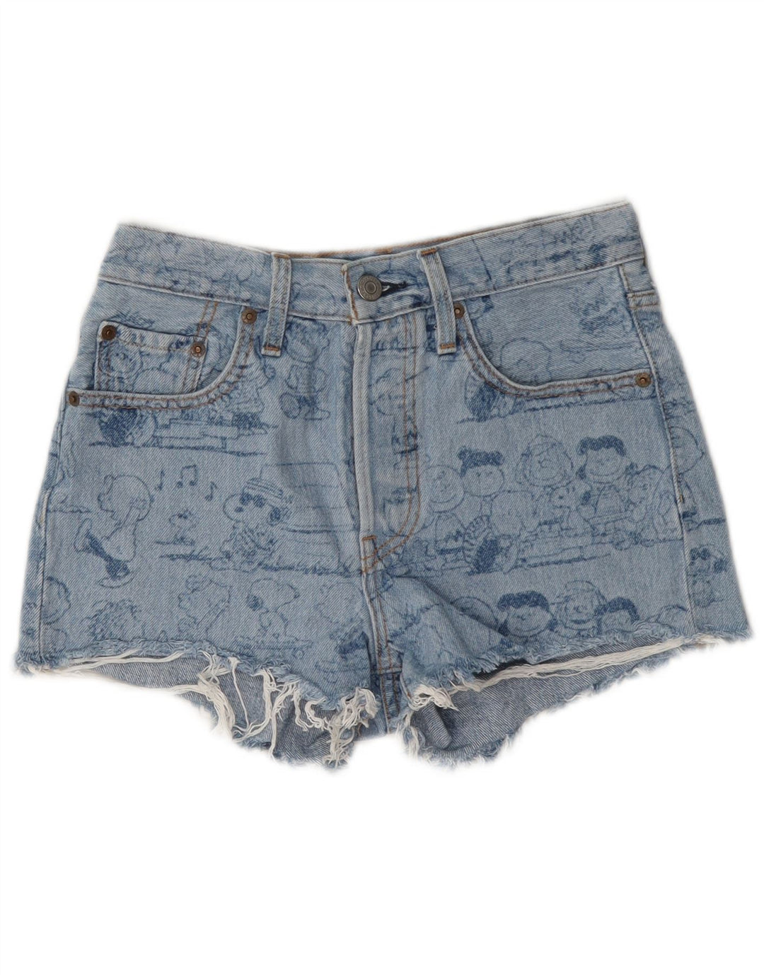 Shorts jeans feminino Levi's Peanuts Graphic W24 XS azul algodão