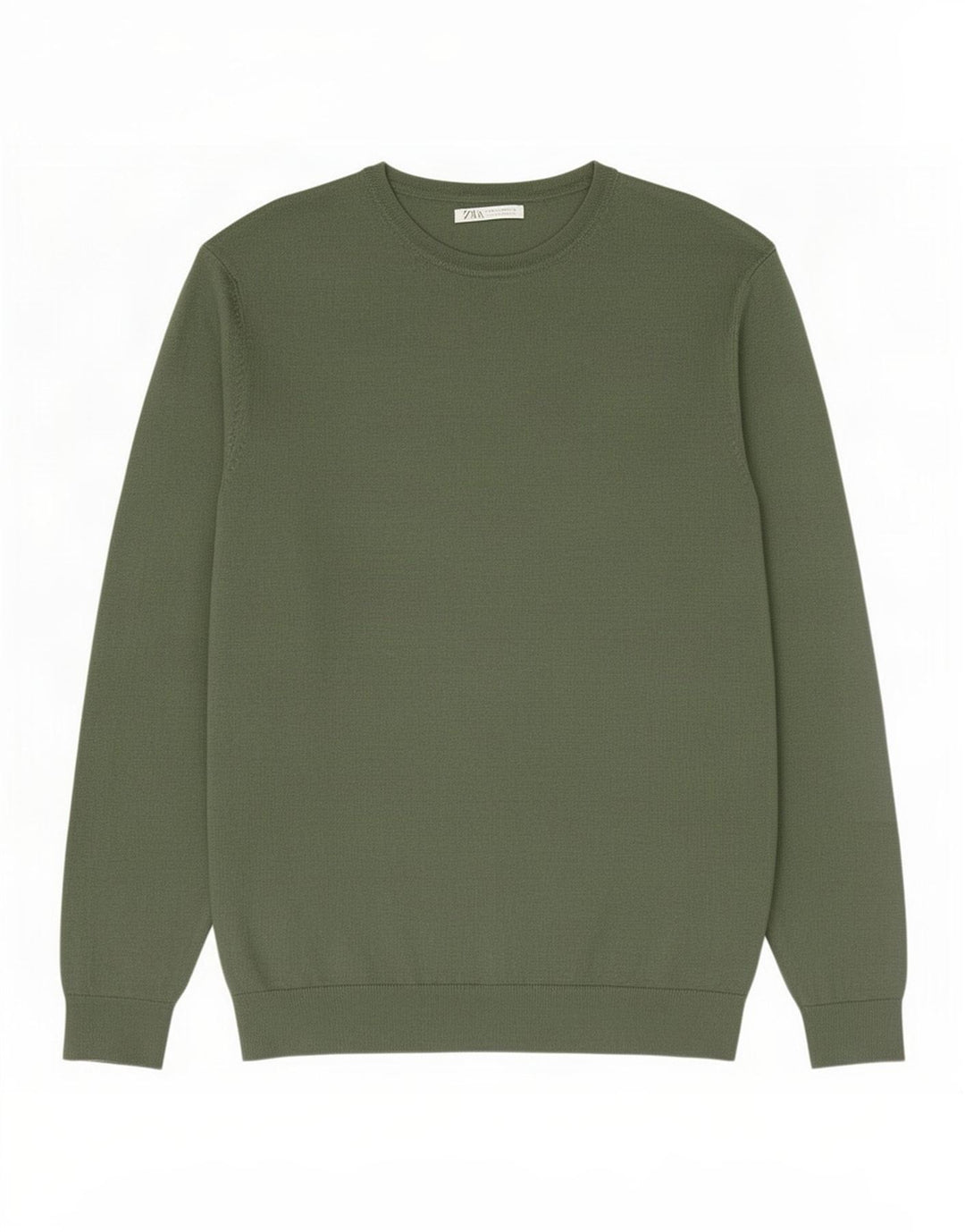 Zara Suéter masculino com gola canoa e viscose verde médio