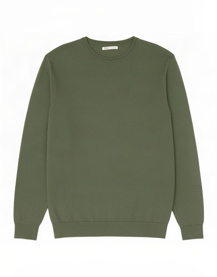 Zara Suéter masculino com gola canoa e viscose verde médio