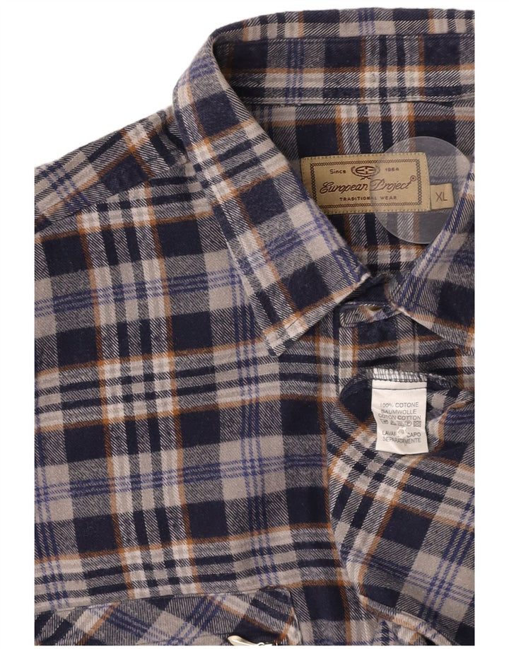 Camisa masculina de flanela EUROPEAN PROJECT XL azul marinho xadrez algodão