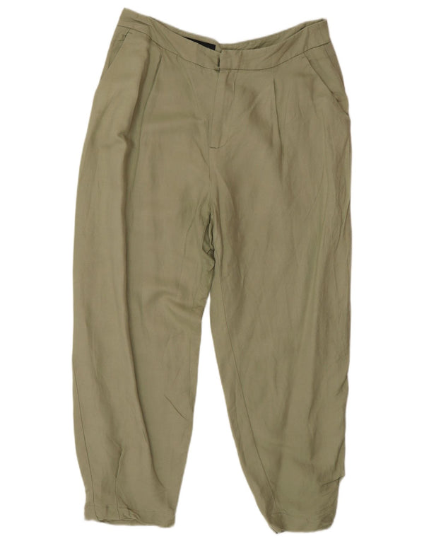 Calça feminina Zara cintura alta solta corte médio W28 L25 verde