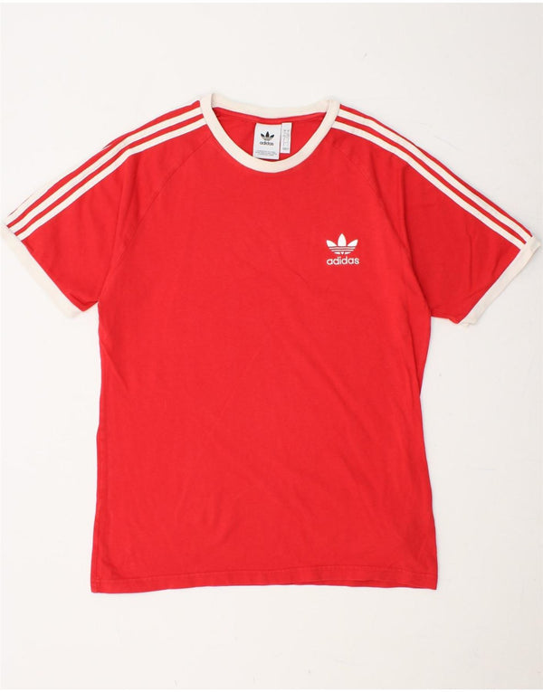 ADIDAS Mens T-Shirt Top Grande Algodão Vermelho