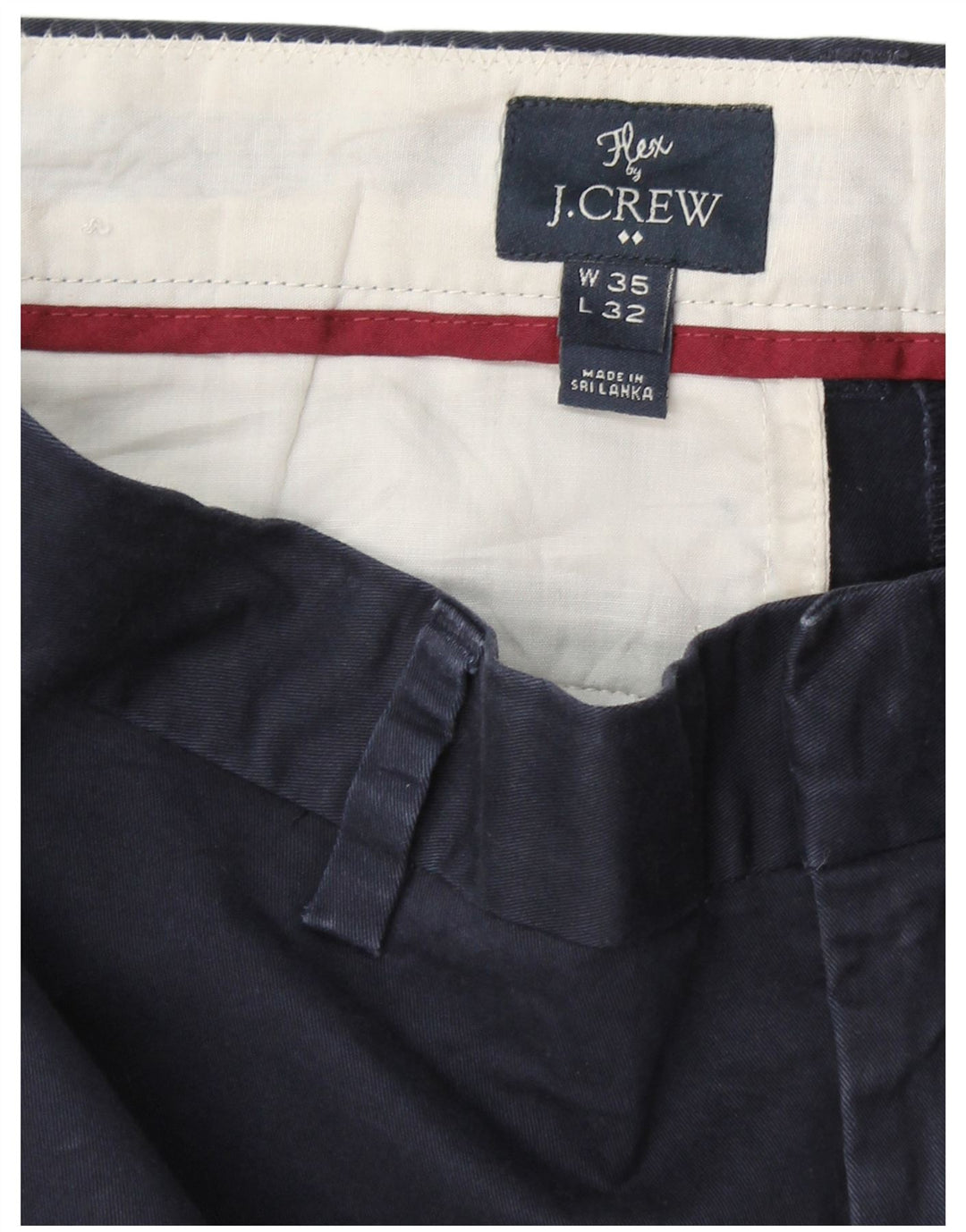 J. CREW Calça masculina Flex Slim Chino W35 L30 Algodão Azul Marinho