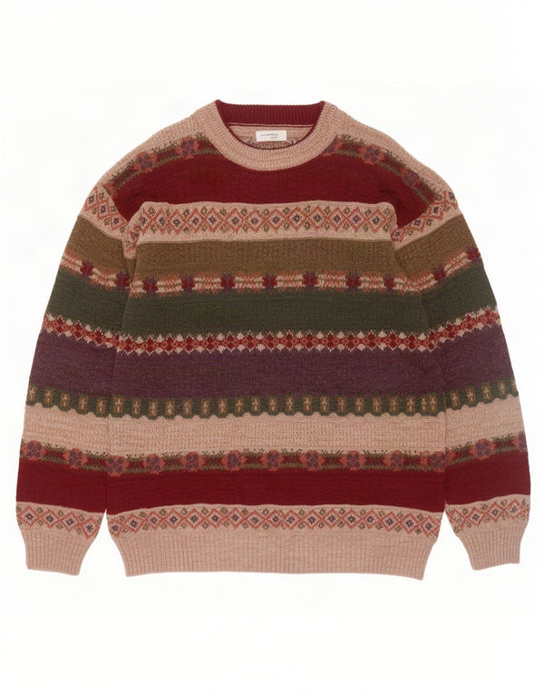 Suéter vintage masculino com gola redonda IT 50 médio multicolorido Fair Isle