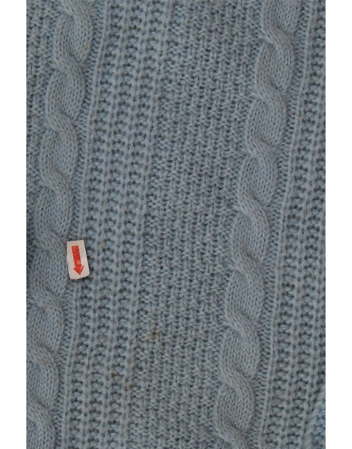 Suéter feminino grande com gola redonda STEFANEL Reino Unido 16 grande lã azul