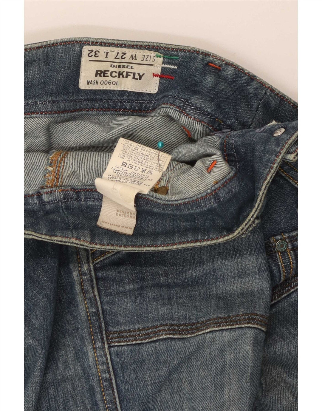 Jeans feminino Diesel Reckfly Bootcut W27 L32 azul algodão