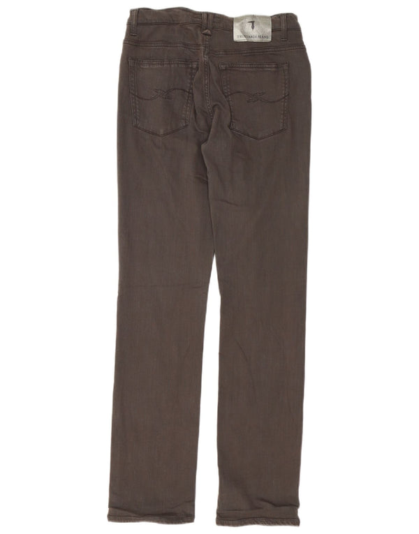 Trussardi Jeans Calça feminina reta casual W27 L31 marrom Lyocell
