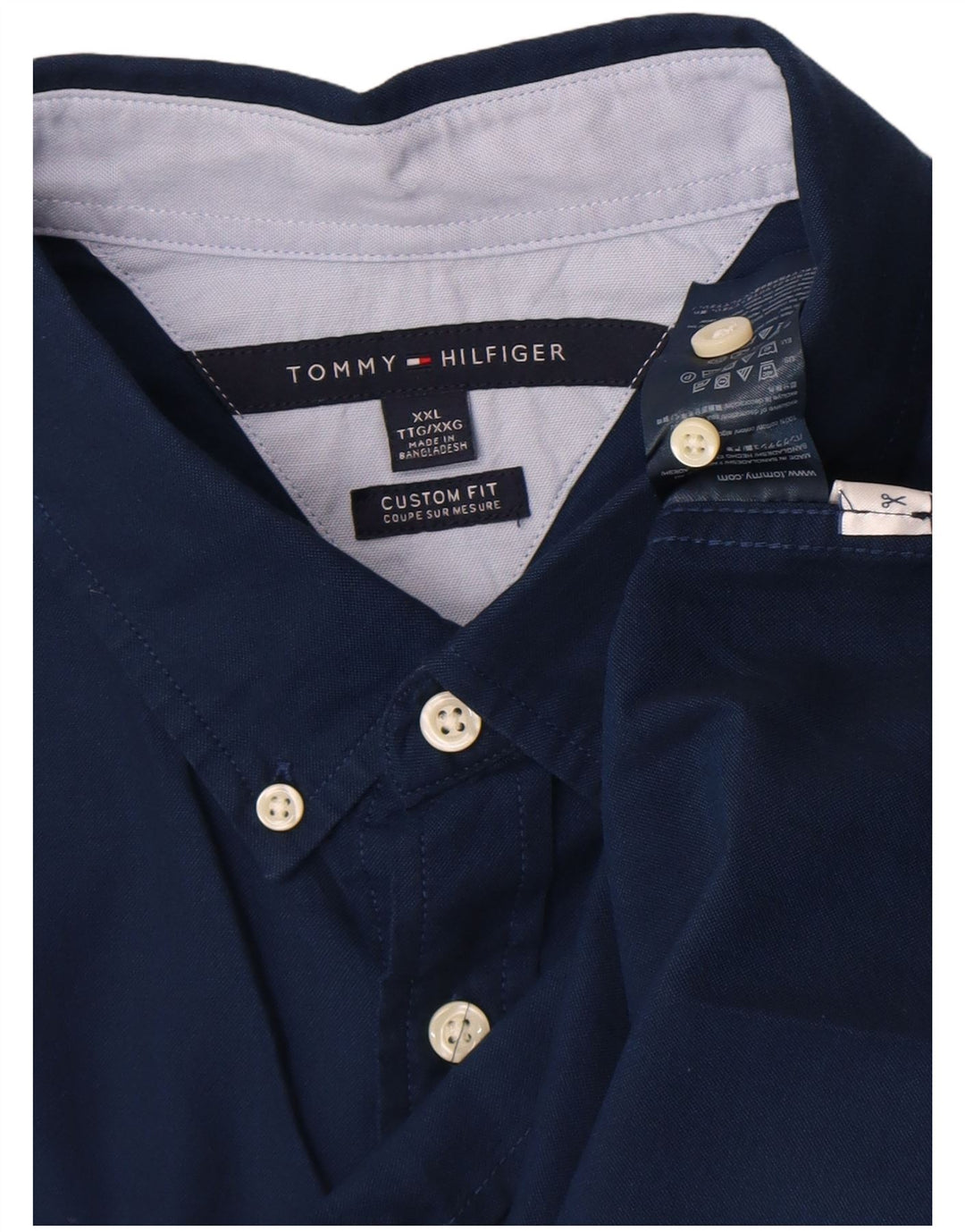 Camisa masculina Tommy Hilfiger Custom Fit 2XL algodão azul marinho