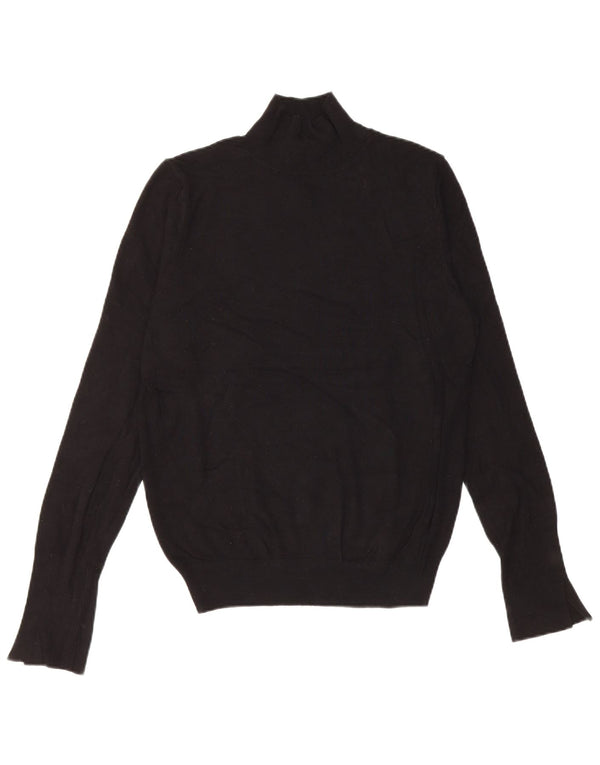 Suéter feminino Zara com gola tartaruga Reino Unido 14 grande viscose preta