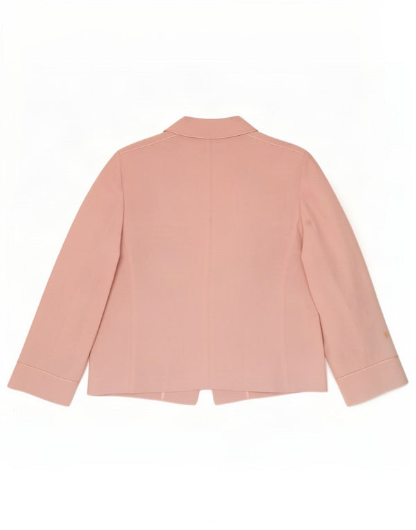 Marella Jaqueta Blazer Feminina Manga 3/4 Aberta Reino Unido 18 XL Triacetato Rosa