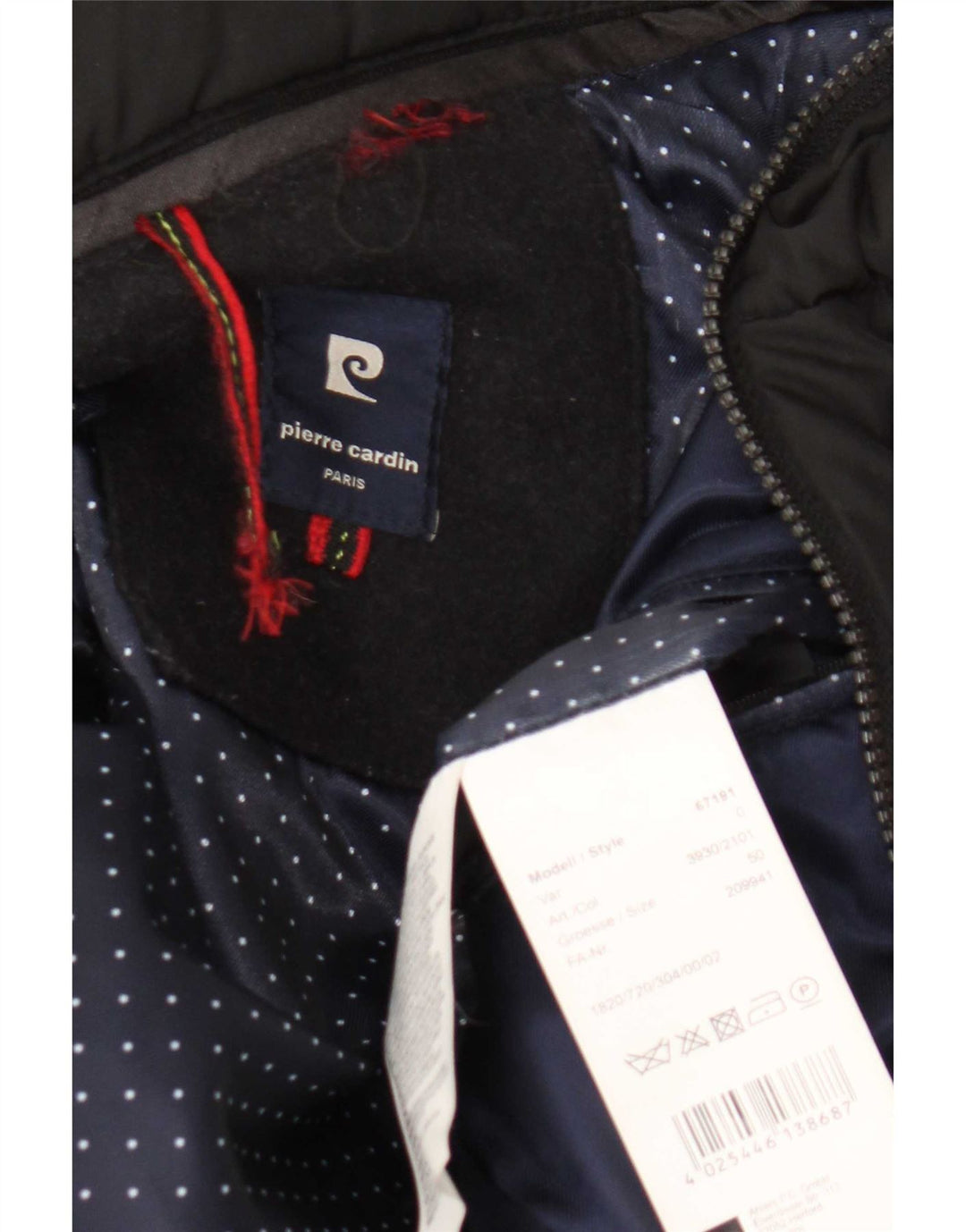 Casaco corta-vento masculino Pierre Cardin IT 50 grande lã azul marinho