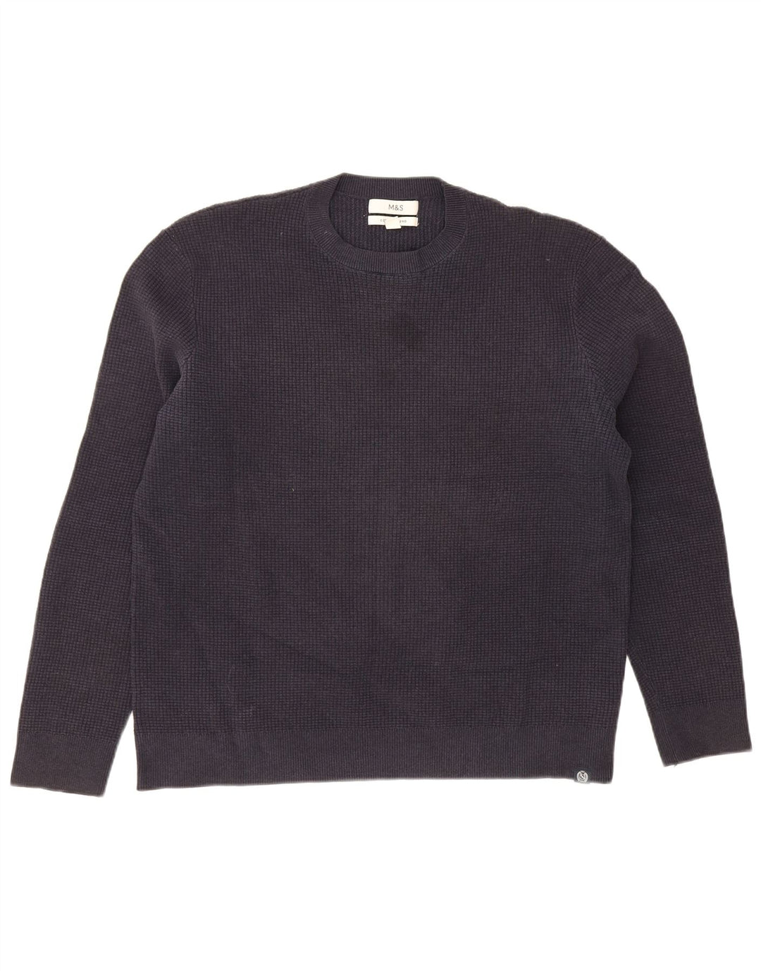Suéter masculino Marks & Spencer com gola redonda, grande poliéster azul marinho