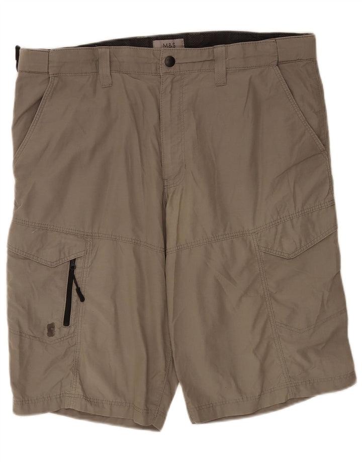 Shorts cargo masculino Marks & Spencer W36 grande algodão cinza