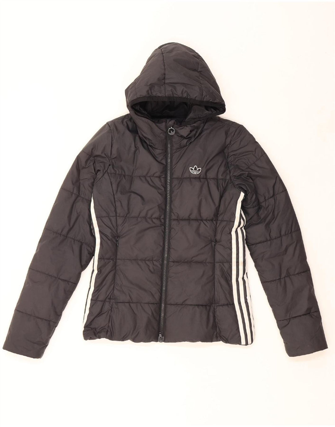 Jaqueta acolchoada com capuz feminina ADIDAS UK 8 pequena poliéster preto