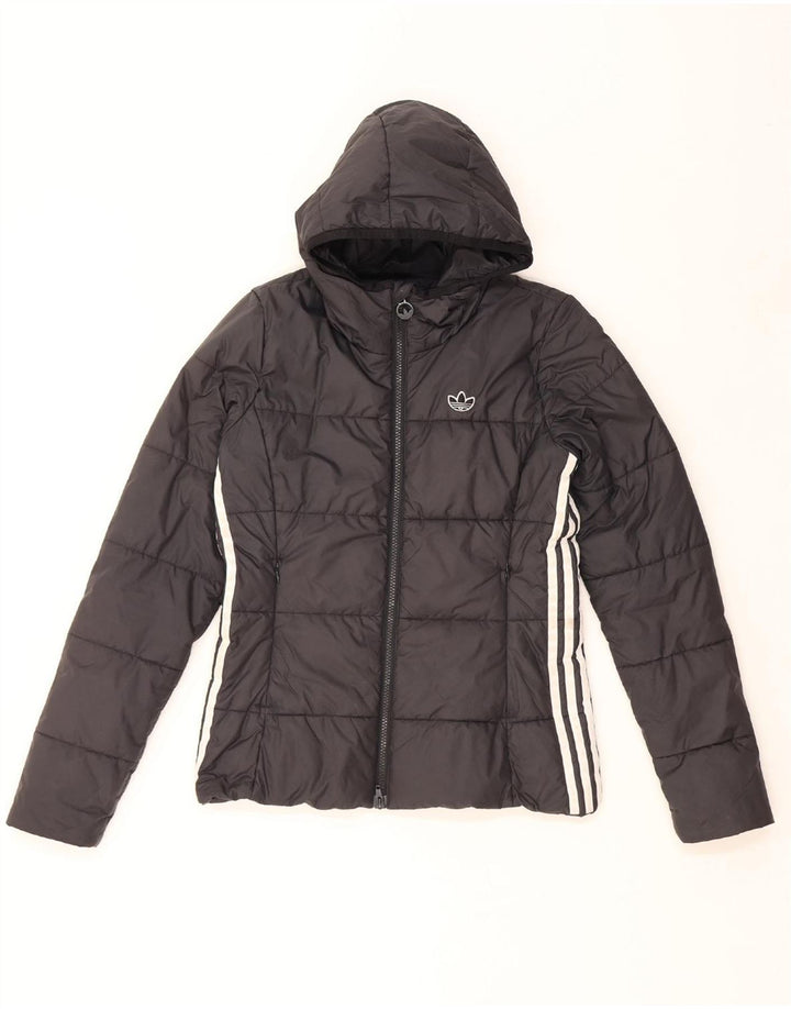 Jaqueta acolchoada com capuz feminina ADIDAS UK 8 pequena poliéster preto